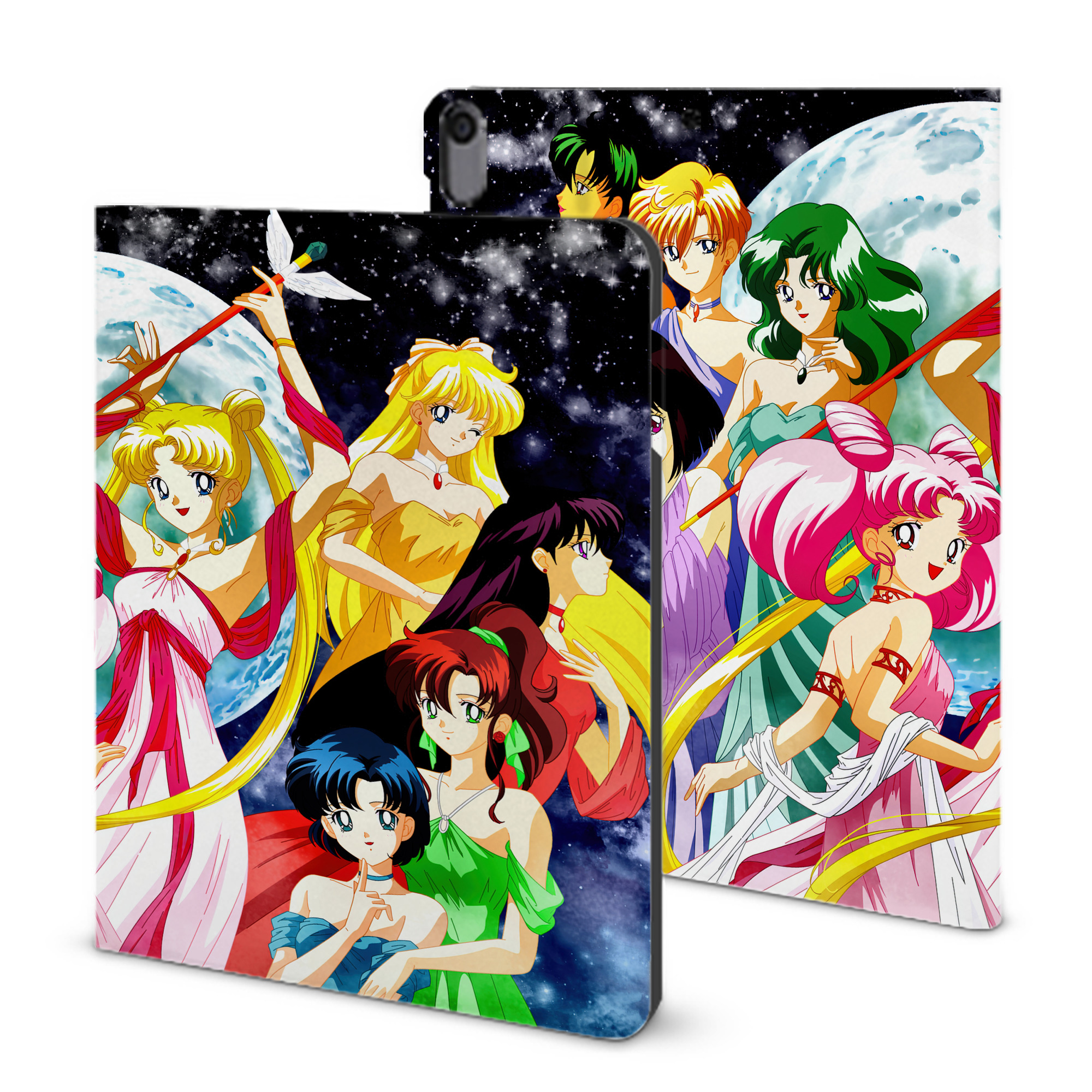 （画像用） 美少女戦士セーラームーン Sailor Moon IPad ケース ブック型 PUレザー TPU 耐衝撃 軽量 薄型 ペン収納なし 全面保護 IPad 各モデル対応